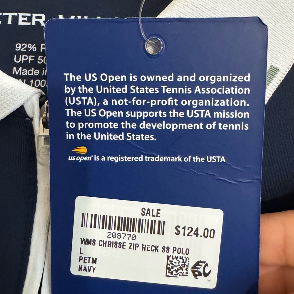 NWT US Open Peter Millar Women's 1/2 Zip Polo Tennis - Navy Size L - Picture 3 of 7